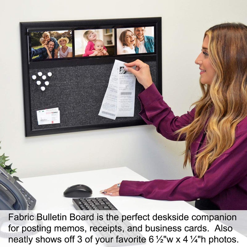 Ultimate Office Fabric Bulletin Board 24 x 18 Memo Board Plus, 3 Photo Frames and Jumbo Pushpins. Organize and Display Photos, Notes and Reminders. Ideal for Home, Office, Cubicles or Classrooms - Image 2